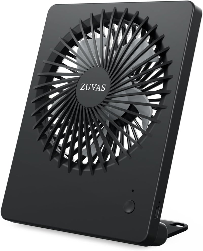 Zuvas Desk Fan Battery Operated Fan Rechargeable 180°Tilt Folding Personal Fan Ultra Quiet Small Portable 3 Speed Adjustable Strong Wind Fan For Office Bedroom Home Desktop Camping (Black) - Image 1